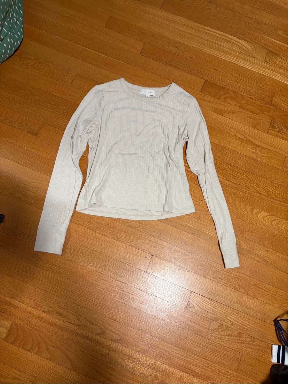 Banana Republic Factory Ribbed Long Sleeve Top - Cream